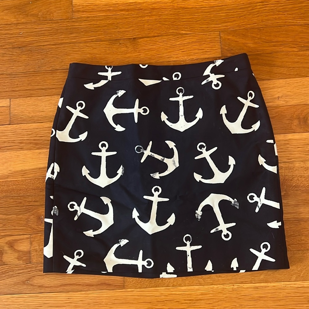 J. Crew, navy mini skirt with anchors. NWT. Size 4.